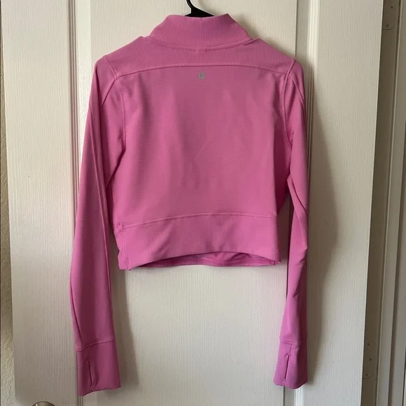 90 Degree By Reflex Pink Half-Zip Crop Top Women’s Medium - Picture 4 of 8